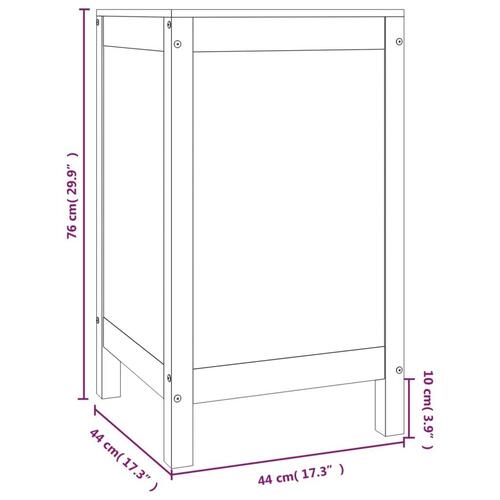 Vasketøjskurv 44x44x76 cm massivt fyrretræ sort