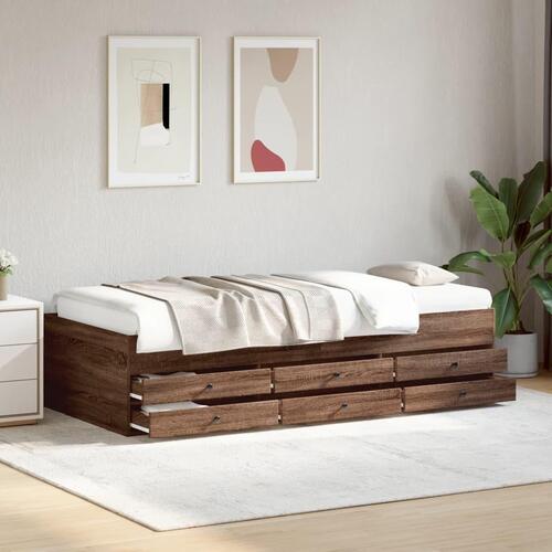 Daybed med skuffer uden madras 75x190 cm brunt eg