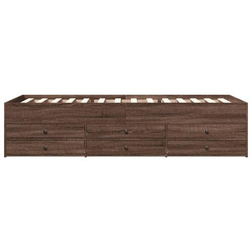 Daybed med skuffer uden madras 75x190 cm brunt eg