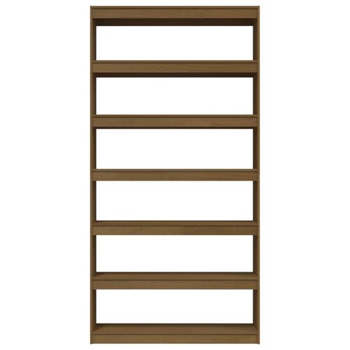 Bogskab/rumdeler 100x30x200 cm massivt fyrretræ honningbrun