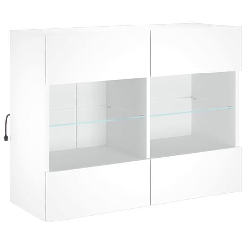 Væghængt tv-bord med LED-lys 78,5x30x60,5 cm hvid