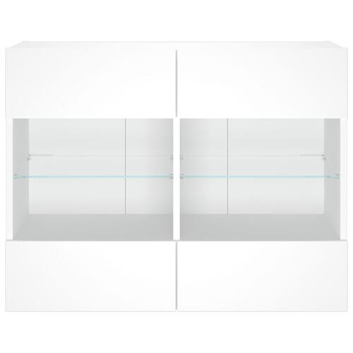 Væghængt tv-bord med LED-lys 78,5x30x60,5 cm hvid