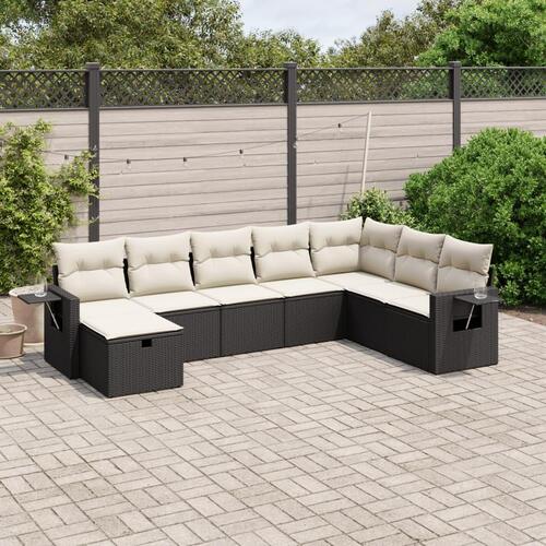 Sofasæt til haven 8 dele med hynder polyrattan sort