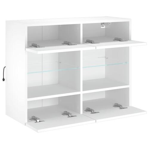 Væghængt tv-bord med LED-lys 78,5x30x60,5 cm hvid