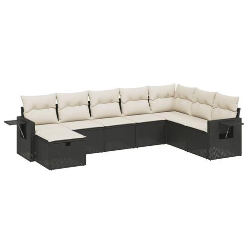 Sofasæt til haven 8 dele med hynder polyrattan sort