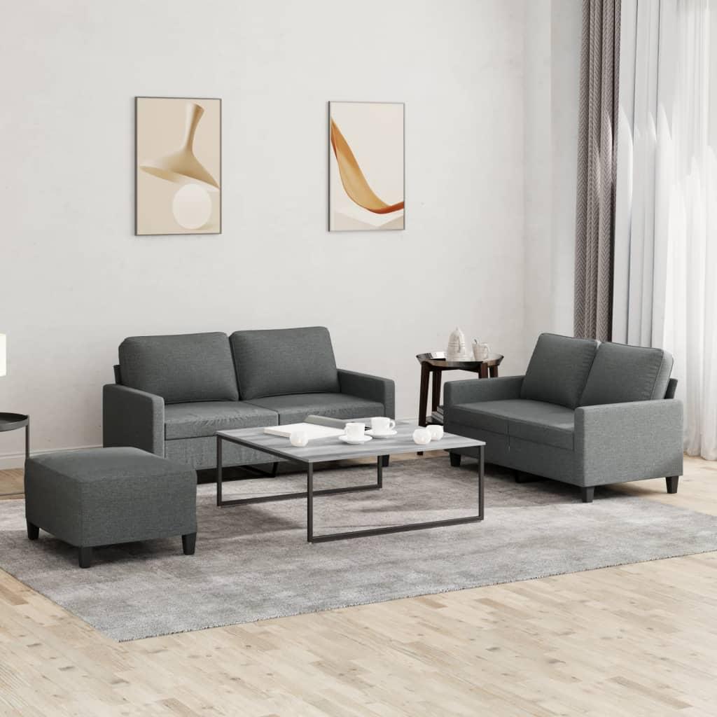 3 personers sofa med hynder stof mørkegrå