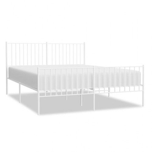 Sengeramme med gavl og fodende 160x200 cm - metal, hvid