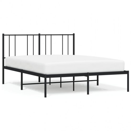 Sengeramme med sengegavl i metal 135×190 cm - sort