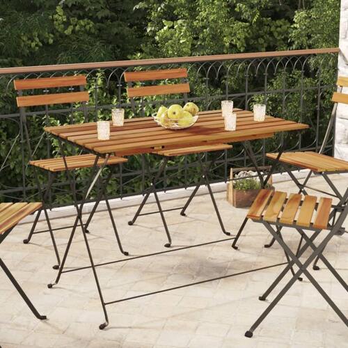 Foldbart bistrobord 100x54x71 cm massivt akacietræ og stål