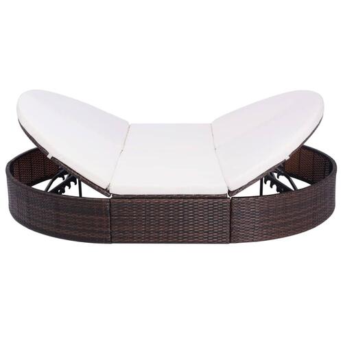 Solseng med hynde polyrattan brun