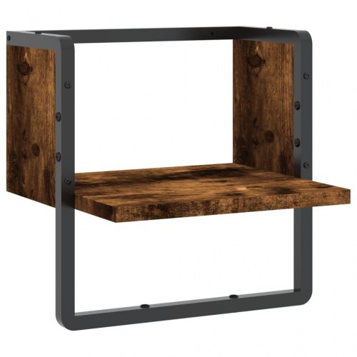 Væghylde med stang 30×25×30 cm - røget egetræsfarve
