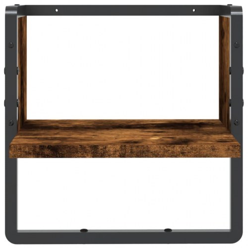 Væghylde med stang 30×25×30 cm - røget egetræsfarve