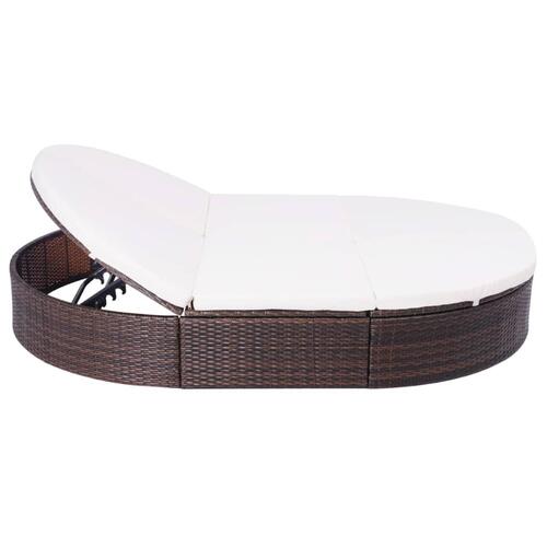 Solseng med hynde polyrattan brun
