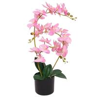 Kunstig orkidéplante med urtepotte 65 cm pink