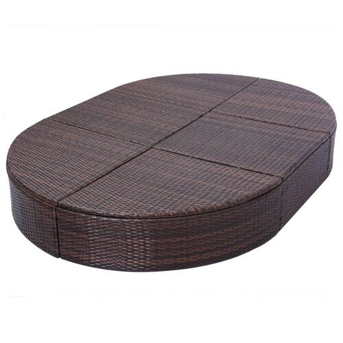 Solseng med hynde polyrattan brun