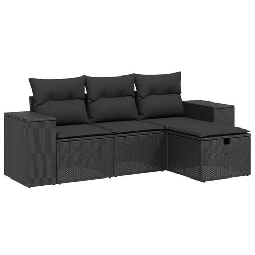 Sofasæt til haven 4 dele med hynder polyrattan sort