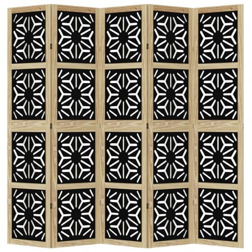 Rumdeler 5 paneler massivt kejsertræ brun og sort