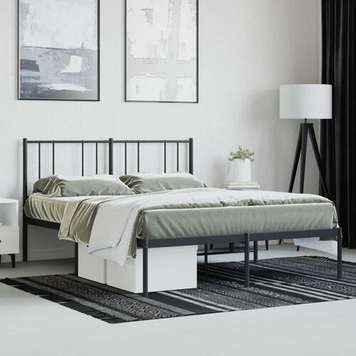 Sengeramme med sengegavl 140x200 cm metal sort