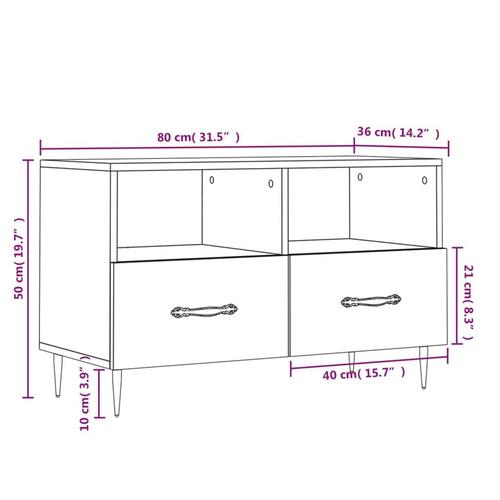 Tv-bord 80x36x50 cm konstrueret træ hvid