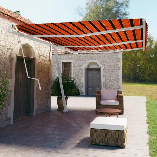 Fritstående markise 600x350 cm automatisk betjening orange/brun