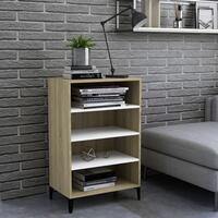 Skænk 57x35x90 cm spånplade hvid og sonoma-eg