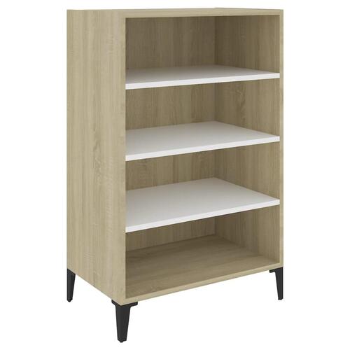 Skænk 57x35x90 cm konstrueret træ hvid og sonoma-eg