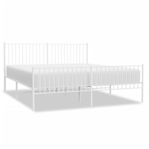 Sengeramme med sengegavl og fodgærde 183x213 cm metal hvid