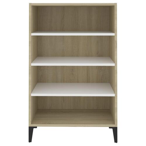 Skænk 57x35x90 cm konstrueret træ hvid og sonoma-eg