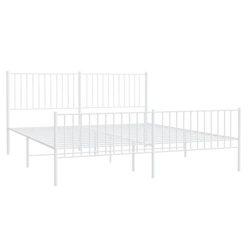 Sengeramme med sengegavl og fodgærde 183x213 cm metal hvid