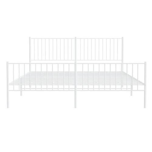 Sengeramme med sengegavl og fodgærde 183x213 cm metal hvid