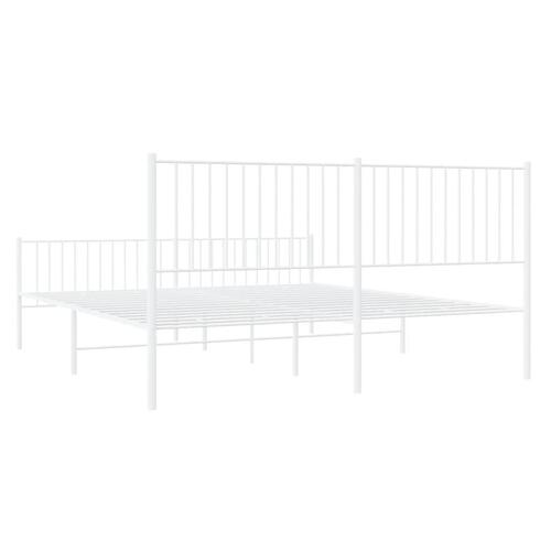 Sengeramme med sengegavl og fodgærde 183x213 cm metal hvid