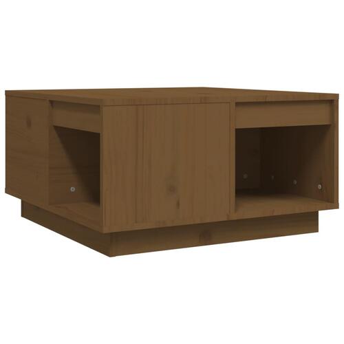 Sofabord 60x61x32,5 cm massivt fyrretræ gyldenbrun