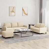 3 personers sofa med hynder stof cremefarvet