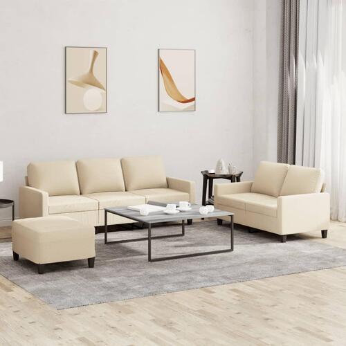 3 personers sofa med hynder stof cremefarvet