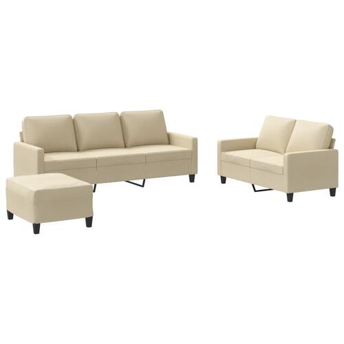 3 personers sofa med hynder stof cremefarvet