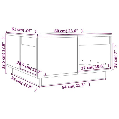 Sofabord 60x61x32,5 cm massivt fyrretræ gyldenbrun
