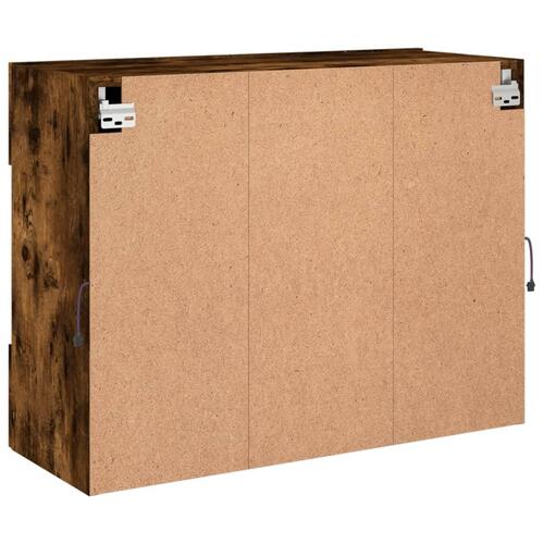 Væghængt tv-bord med LED-lys 78,5x30x60,5 cm røget egetræsfarve