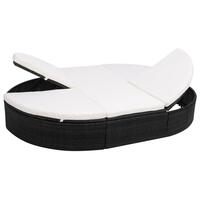 Solseng med hynde polyrattan sort