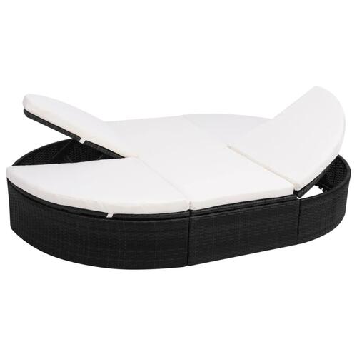Solseng med hynde polyrattan sort