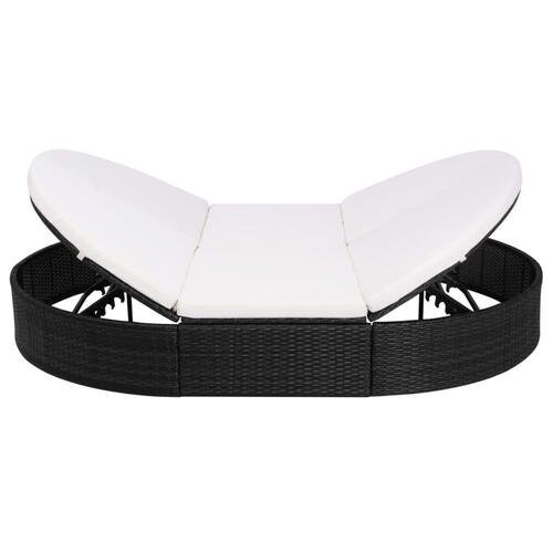 Solseng med hynde polyrattan sort