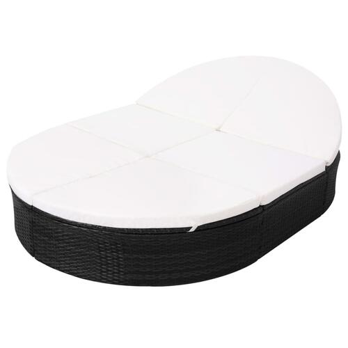 Solseng med hynde polyrattan sort