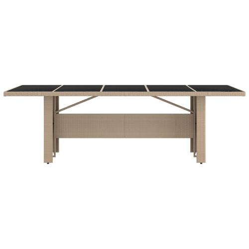 Havebord med glasbordplade polyrattan og hærdet glas beige