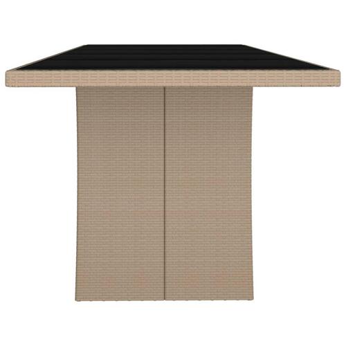 Havebord med glasbordplade polyrattan og hærdet glas beige