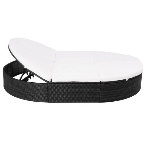 Solseng med hynde polyrattan sort
