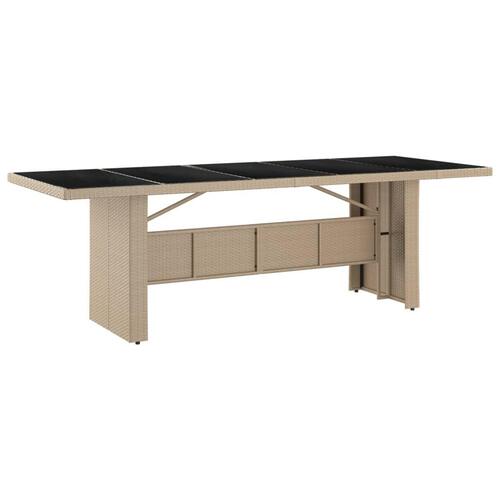 Havebord med glasbordplade polyrattan og hærdet glas beige