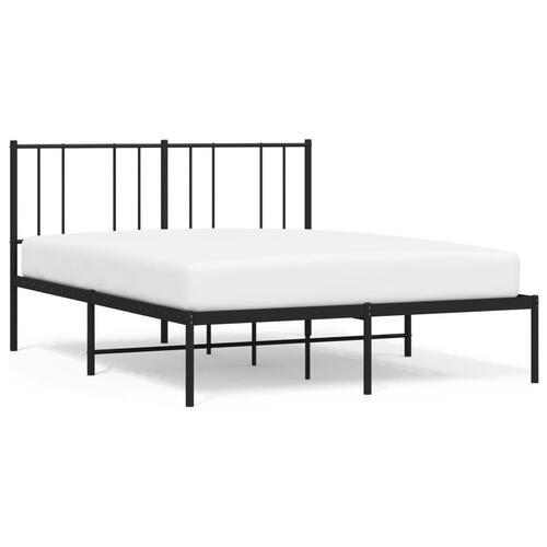 Sengeramme med sengegavl 150x200 cm metal sort