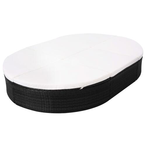 Solseng med hynde polyrattan sort