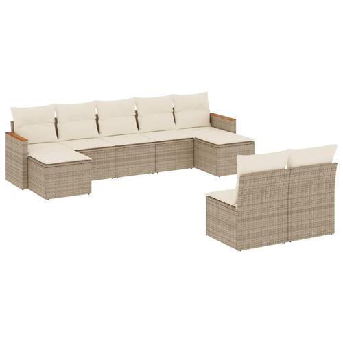 Sofasæt til haven 9 dele med hynder polyrattan beige