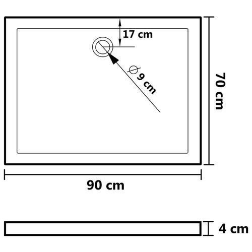 Brusekar med dupper 90x70x4 cm ABS hvid
