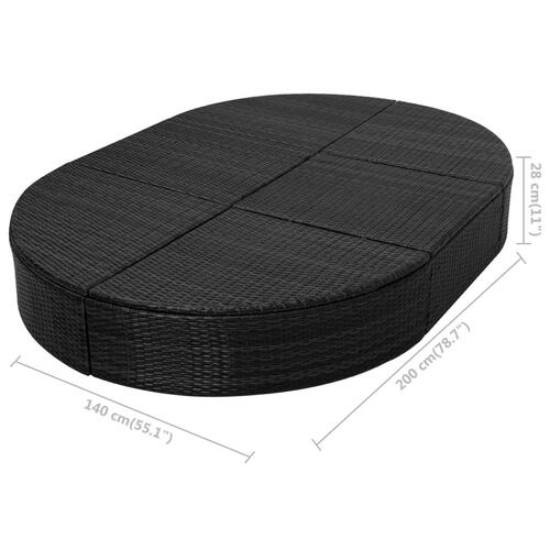 Solseng med hynde polyrattan sort